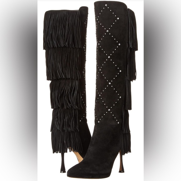 New in Box-Vince Camuto Women's Panaryaz Fringe Embellished Knee High Boot - Picture 3 of 10